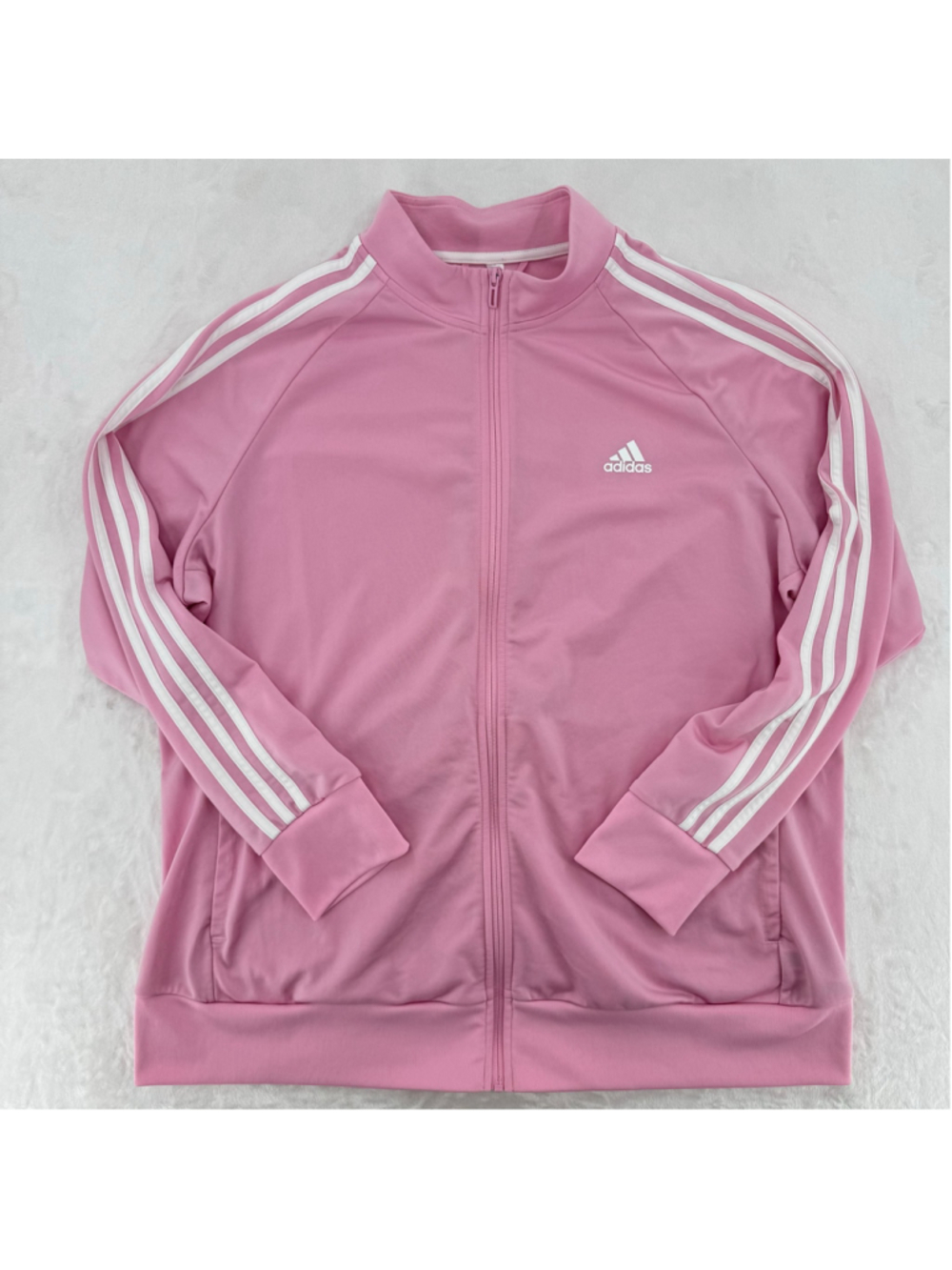 Pink Adidas Track Jacket 3 Stripes Plus Size 3X Athleisure Lightweight